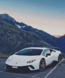 White Car Lamborghini diamond painting