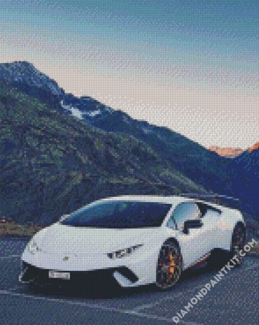 White Car Lamborghini diamond painting