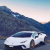 White Car Lamborghini diamond painting