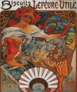 Biscuits Lefevre Utile Alphonse Mucha Diamond Paintings