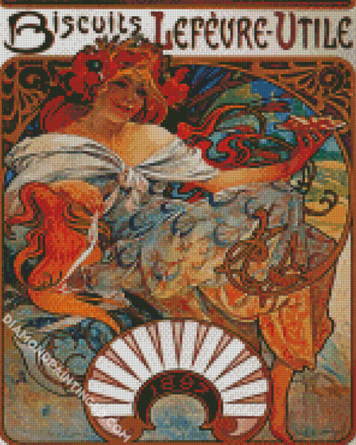 Biscuits Lefevre Utile Alphonse Mucha Diamond Paintings