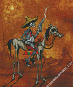 Cowboy Skull And Horse Diamond Paintings