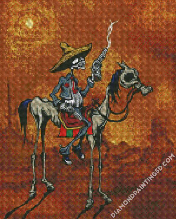 Cowboy Skull And Horse Diamond Paintings