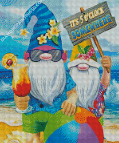 Gnomes On Vacation Diamond Paintings