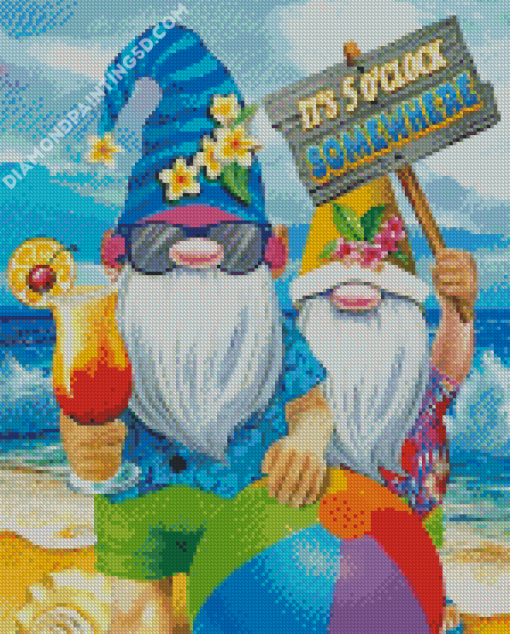 Gnomes On Vacation Diamond Paintings