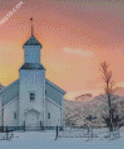 Aesthetic Winter Church Diamond Paintings