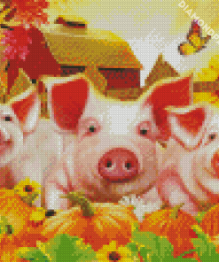 Fall Pigs Diamond Paintings