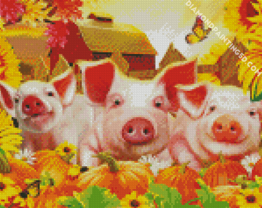 Fall Pigs Diamond Paintings