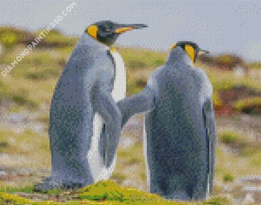 Grey Penguin Couple Diamond Paintings