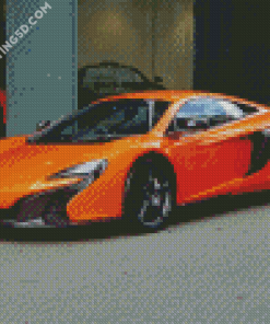 Orange Mclaren Car Diamond Paintings