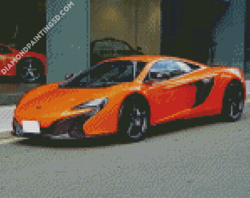 Orange Mclaren Car Diamond Paintings