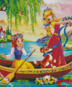 Princesses On Boat Diamond Paintings