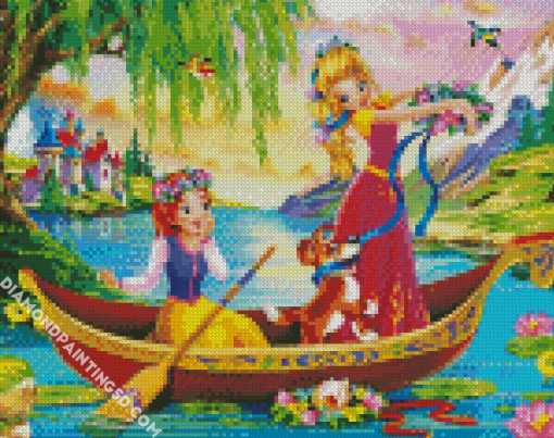 Princesses On Boat Diamond Paintings