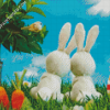 White Bunnies Couple Diamond Paintings