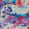 Blue Pink Horse Diamond Paintings