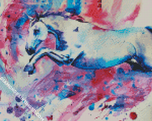 Blue Pink Horse Diamond Paintings