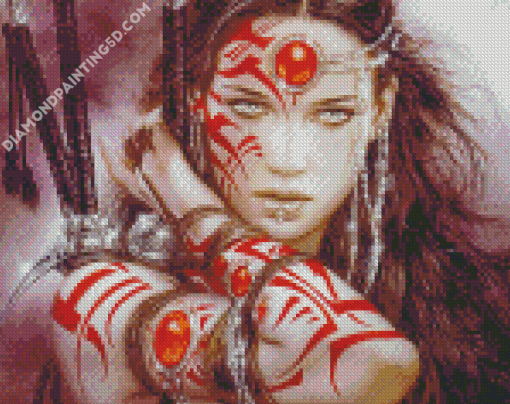 Girl With Red Tattoos Diamond Paintings