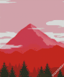 Illustration Red Mountains Diamond Paintings