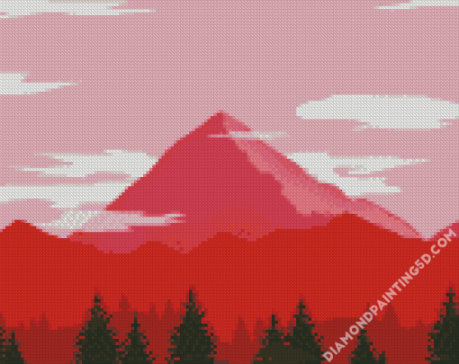 Illustration Red Mountains Diamond Paintings