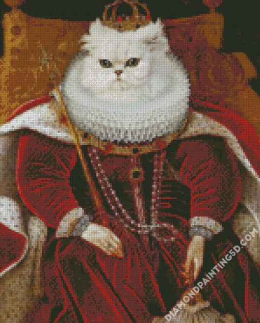 White Royal Cat Diamond Paintings