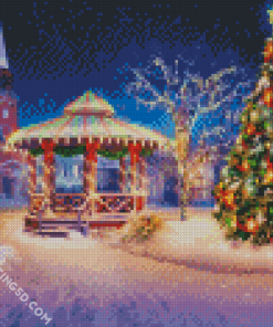 Winter Snow Christmas Gazebo Diamond Paintings