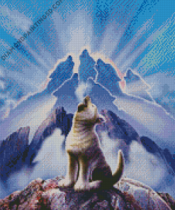 Wolf Pup Howling Diamond Paintings