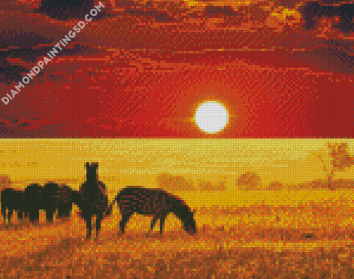 African Landscape Sunset Diamond Paintings