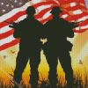 American Flag And Military Silhouette Diamond Paintings