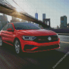 Aesthetic Volkswagen Jetta Red Car Diamond Paintings