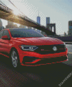 Aesthetic Volkswagen Jetta Red Car Diamond Paintings