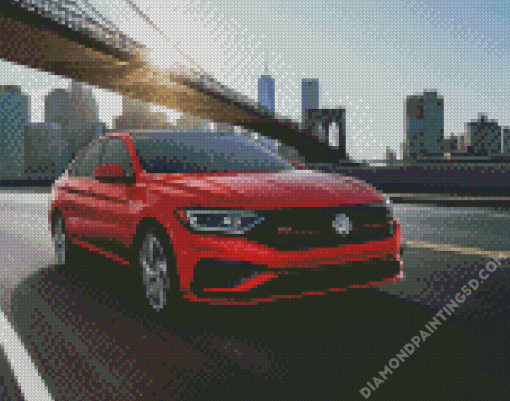 Aesthetic Volkswagen Jetta Red Car Diamond Paintings