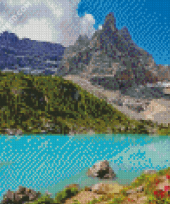 Lake Dolomite Italy Landscape Diamond Paintings