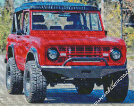 Red Ford Bronco Car Diamond Paintings