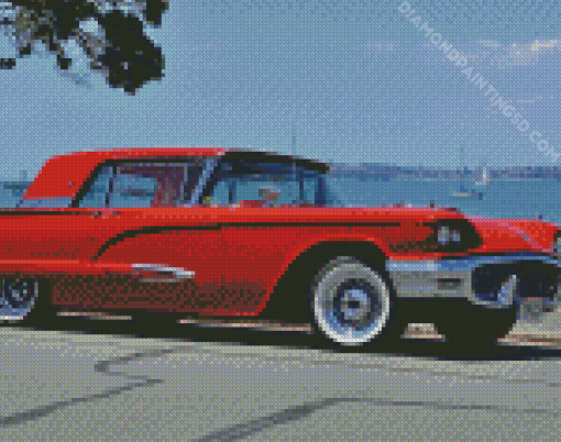 Red Ford Thunderbird Car Diamond Paintings