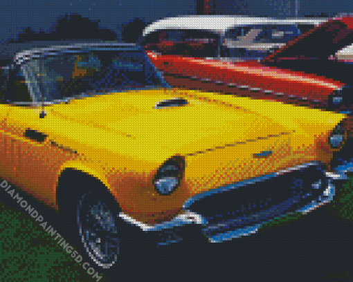 Yellow And Red Thunderbird Cars Diamond Paintings