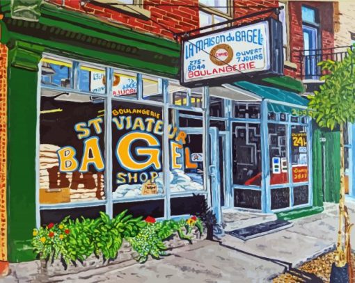 Aesthetic St Viateur Bagel Art Diamond Paintings