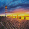 Lightouse At Sunset Diamond Paintings