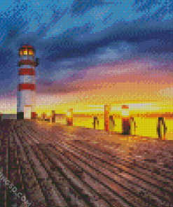 Lightouse At Sunset Diamond Paintings