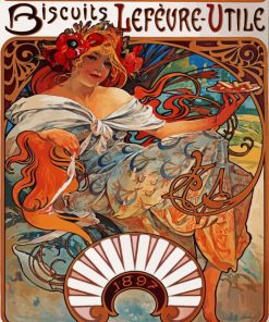 Biscuits Lefevre Utile Alphonse Mucha Diamond Paintings