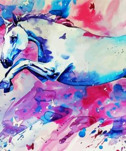 Blue Pink Horse Diamond Paintings