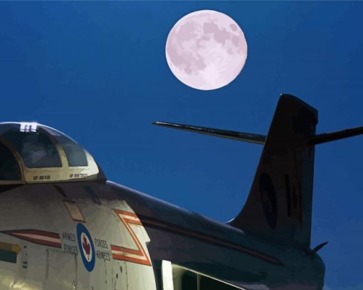 CDN Military Plane And Moon Diamond Paintings