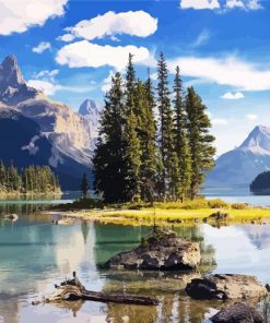 Canada Maligne Lake Landscape diamond painting