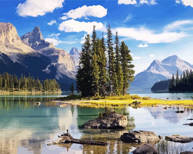 Canada Maligne Lake Landscape diamond painting