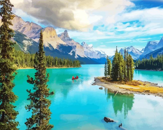 Canada Maligne Lake diamond painting