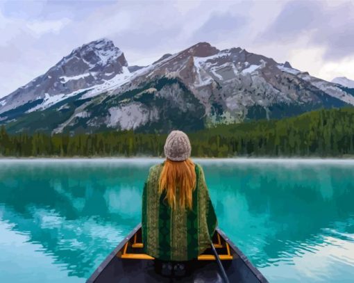 Canoeing In Maligne Lake diamond painting