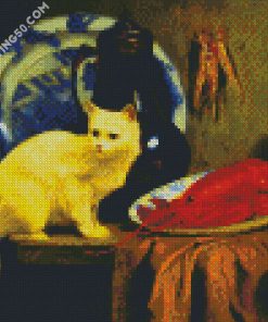 Cat And Lobster Still Life diamond painting