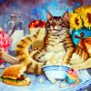 Cat Eating Popcorn Diamond Paintings