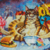 Cat Eating Popcorn Diamond Paintings