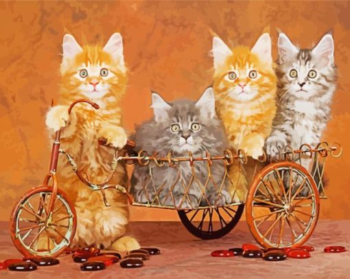 Cats On Bicycle Diamond Paintings