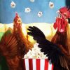 Chicken Eating Popcorn Diamond Paintings